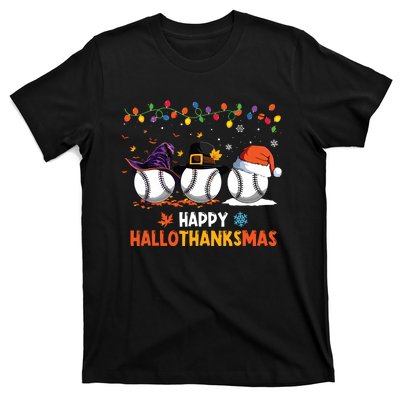 Baseball Halloween Thanksgiving Christmas Hallothanksmas T-Shirt