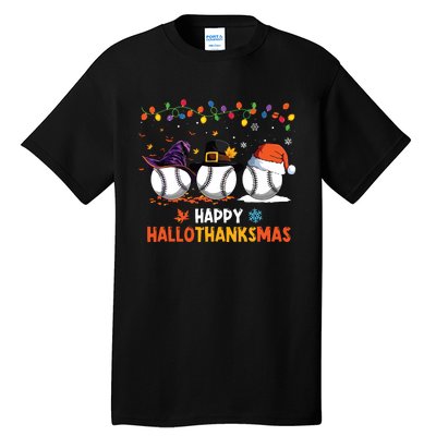 Baseball Halloween Thanksgiving Christmas Hallothanksmas Tall T-Shirt