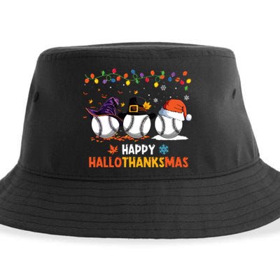 Baseball Halloween Thanksgiving Christmas Hallothanksmas Sustainable Bucket Hat