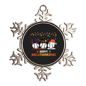 Baseball Halloween Thanksgiving Christmas Hallothanksmas Metallic Star Ornament