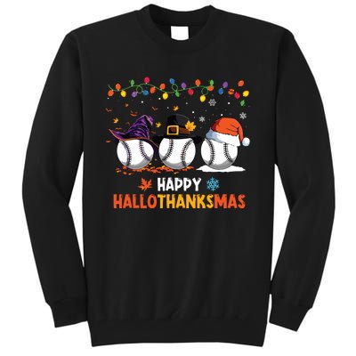 Baseball Halloween Thanksgiving Christmas Hallothanksmas Tall Sweatshirt