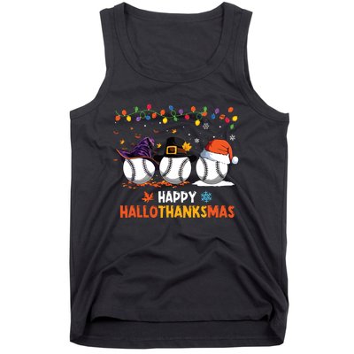 Baseball Halloween Thanksgiving Christmas Hallothanksmas Tank Top