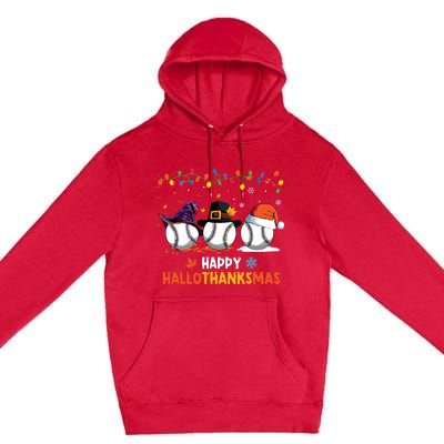 Baseball Halloween Thanksgiving Christmas Hallothanksmas Premium Pullover Hoodie