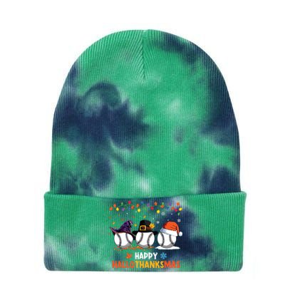 Baseball Halloween Thanksgiving Christmas Hallothanksmas Tie Dye 12in Knit Beanie