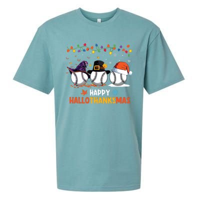 Baseball Halloween Thanksgiving Christmas Hallothanksmas Sueded Cloud Jersey T-Shirt