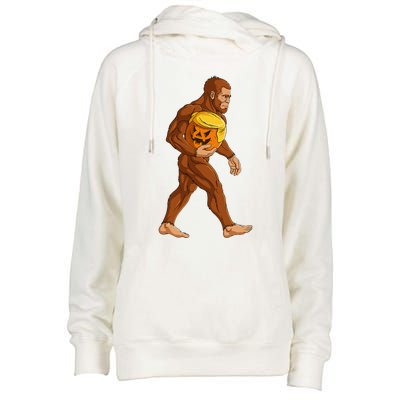 Bigfoot Halloween Trumpkin Pumpkin Women Womens Funnel Neck Pullover Hood