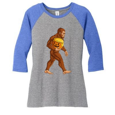 Bigfoot Halloween Trumpkin Pumpkin Women Women's Tri-Blend 3/4-Sleeve Raglan Shirt