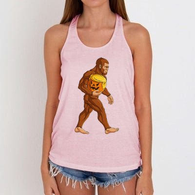 Bigfoot Halloween Trumpkin Pumpkin Women Women's Knotted Racerback Tank