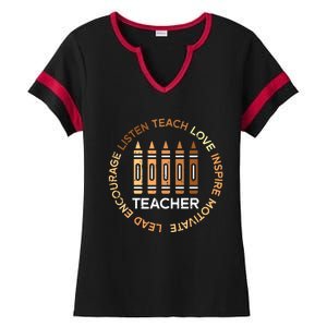 Black History Teacher Teach Love African American Women Ladies Halftime Notch Neck Tee