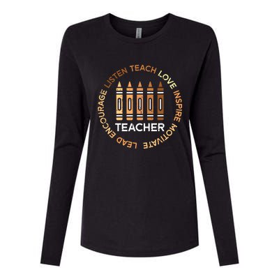 Black History Teacher Teach Love African American Women Womens Cotton Relaxed Long Sleeve T-Shirt