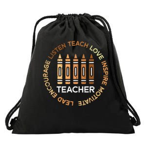 Black History Teacher Teach Love African American Women Drawstring Bag