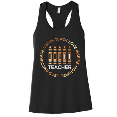 Black History Teacher Teach Love African American Women Women's Racerback Tank