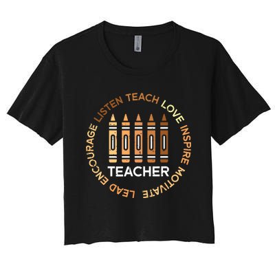 Black History Teacher Teach Love African American Women Women's Crop Top Tee