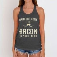 Bringing Home The Bacon Is What I Need Wild Hog Hunter Women's Knotted Racerback Tank