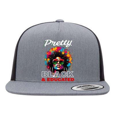 Black History T Shirts For Women Pretty Black And Educated Flat Bill Trucker Hat