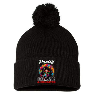 Black History T Shirts For Women Pretty Black And Educated Pom Pom 12in Knit Beanie