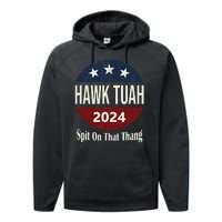 Bold Hawk Tuah Funny Statement Performance Fleece Hoodie