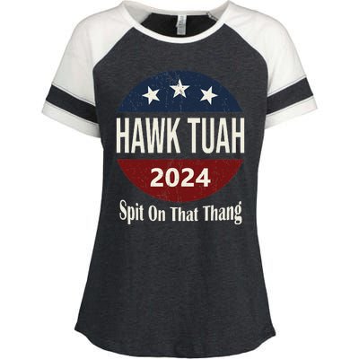 Bold Hawk Tuah Funny Statement Enza Ladies Jersey Colorblock Tee