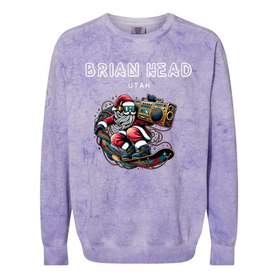 Brian Head Utah Cool Snowboard Christmas Santa Cool Gift Colorblast Crewneck Sweatshirt