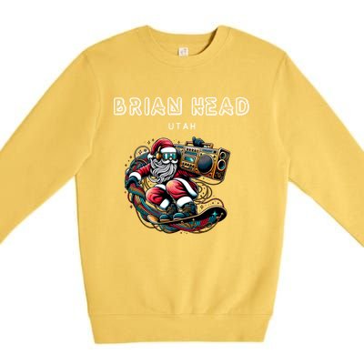 Brian Head Utah Cool Snowboard Christmas Santa Cool Gift Premium Crewneck Sweatshirt