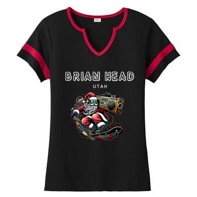 Brian Head Utah Cool Snowboard Christmas Santa Cool Gift Ladies Halftime Notch Neck Tee