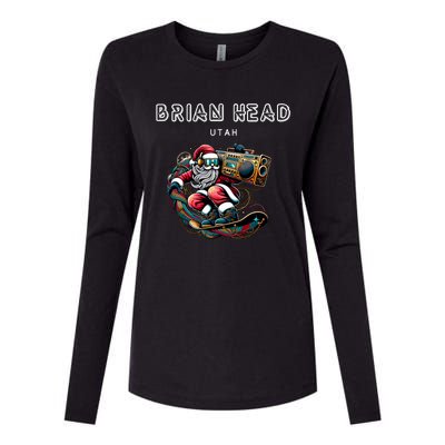 Brian Head Utah Cool Snowboard Christmas Santa Cool Gift Womens Cotton Relaxed Long Sleeve T-Shirt