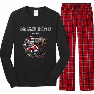 Brian Head Utah Cool Snowboard Christmas Santa Cool Gift Long Sleeve Pajama Set