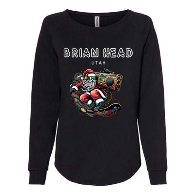 Brian Head Utah Cool Snowboard Christmas Santa Cool Gift Womens California Wash Sweatshirt