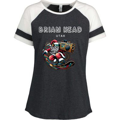 Brian Head Utah Cool Snowboard Christmas Santa Cool Gift Enza Ladies Jersey Colorblock Tee