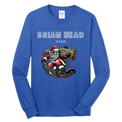 Brian Head Utah Cool Snowboard Christmas Santa Cool Gift Tall Long Sleeve T-Shirt