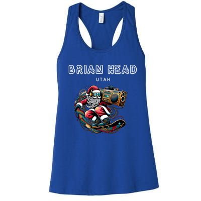 Brian Head Utah Cool Snowboard Christmas Santa Cool Gift Women's Racerback Tank