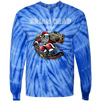 Brian Head Utah Cool Snowboard Christmas Santa Cool Gift Tie-Dye Long Sleeve Shirt