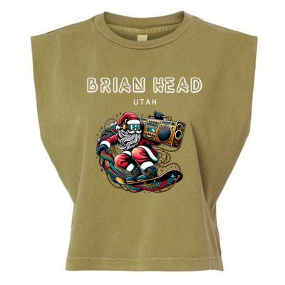 Brian Head Utah Cool Snowboard Christmas Santa Cool Gift Garment-Dyed Women's Muscle Tee