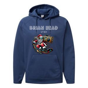 Brian Head Utah Cool Snowboard Christmas Santa Cool Gift Performance Fleece Hoodie