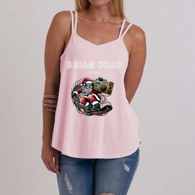 Brian Head Utah Cool Snowboard Christmas Santa Cool Gift Women's Strappy Tank