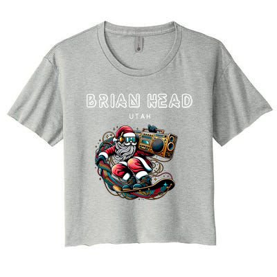 Brian Head Utah Cool Snowboard Christmas Santa Cool Gift Women's Crop Top Tee