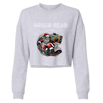 Brian Head Utah Cool Snowboard Christmas Santa Cool Gift Cropped Pullover Crew