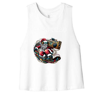 Brian Head Utah Cool Snowboard Christmas Santa Cool Gift Women's Racerback Cropped Tank