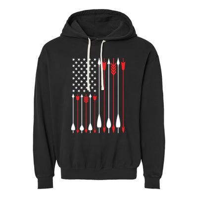 Bow Hunting Usa American Flag Archery Cute Gift Bow Hunter Garment-Dyed Fleece Hoodie