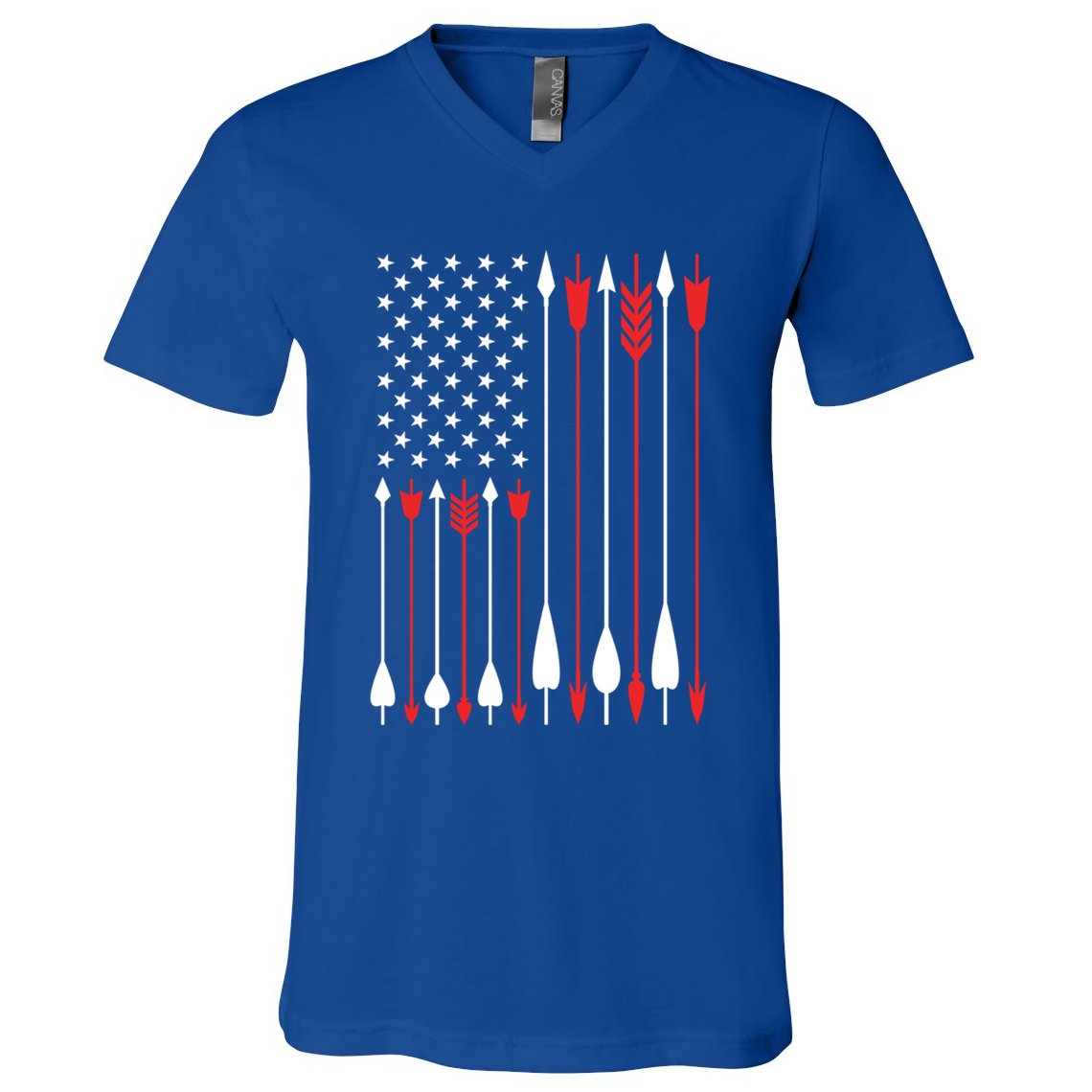 Bow Hunting Usa American Flag Archery Cute Gift Bow Hunter V-Neck T-Shirt