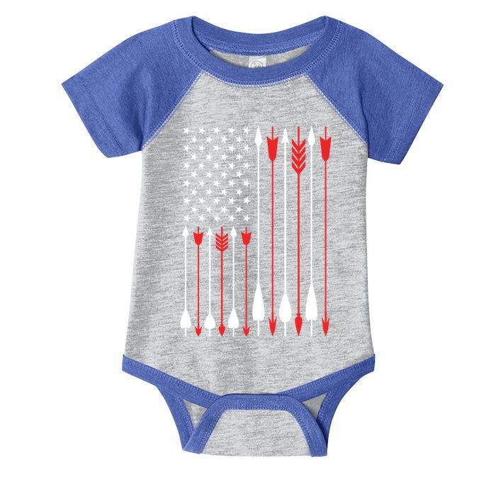 Bow Hunting Usa American Flag Archery Cute Gift Bow Hunter Infant Baby Jersey Bodysuit