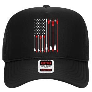 Bow Hunting USA American Flag Archery Hoodie Bow Hunter High Crown Mesh Back Trucker Hat