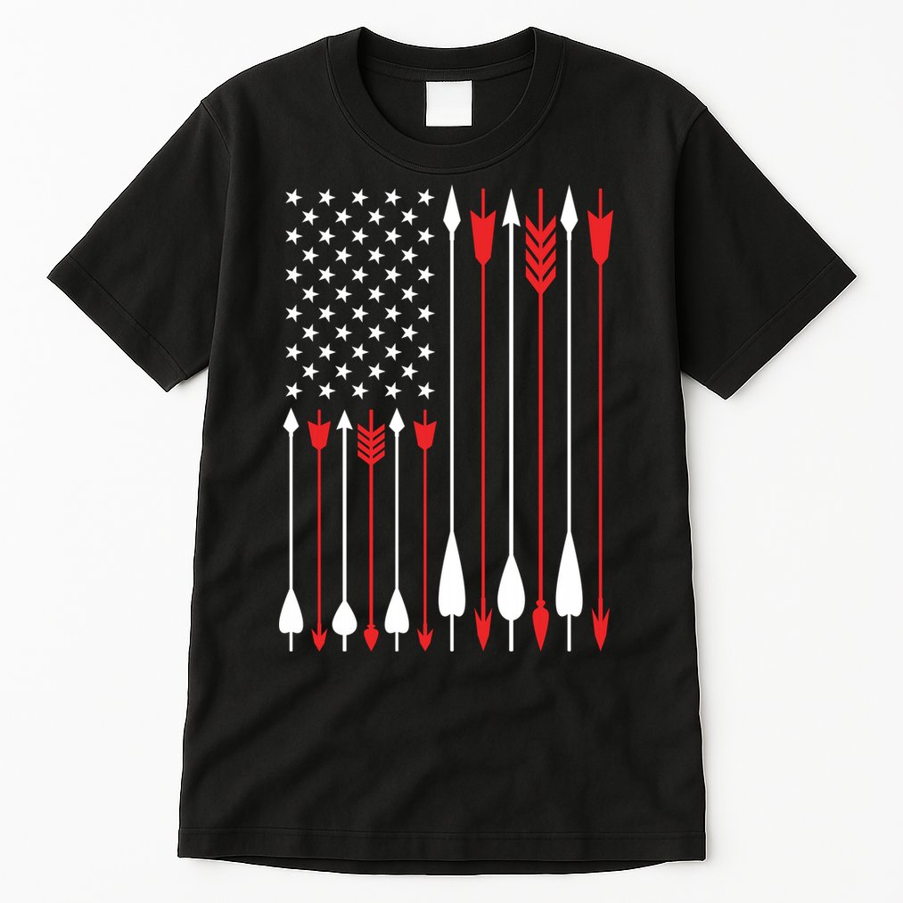 Bow Hunting USA American Flag Archery Hoodie Bow Hunter Tall T-Shirt