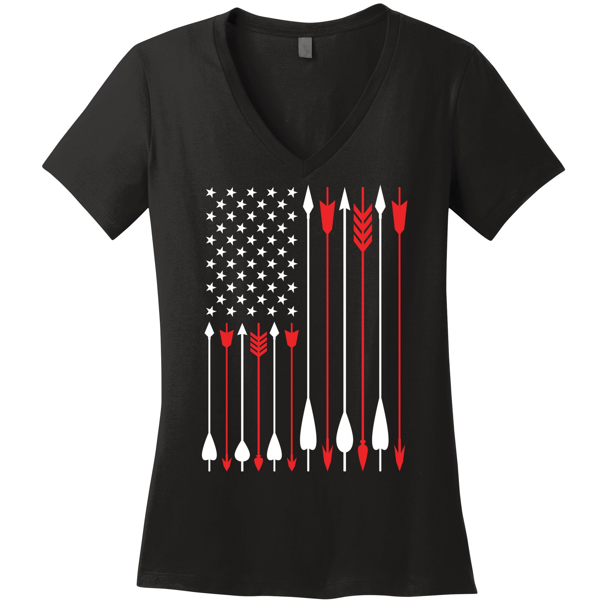 Bow Hunting USA American Flag Archery Hoodie Bow Hunter Women's V-Neck T-Shirt