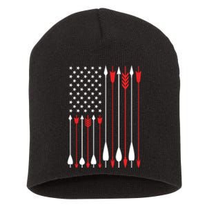 Bow Hunting USA American Flag Archery Hoodie Bow Hunter Short Acrylic Beanie