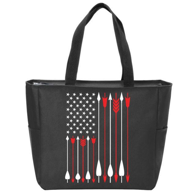 Bow Hunting USA American Flag Archery Hoodie Bow Hunter Zip Tote Bag