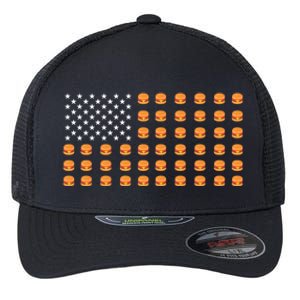 Burger Hamburger Usa American Flag 4th Of July Meaningful Gift Flexfit Unipanel Trucker Cap