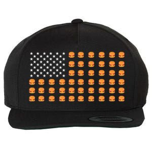 Burger Hamburger Usa American Flag 4th Of July Meaningful Gift Wool Snapback Cap