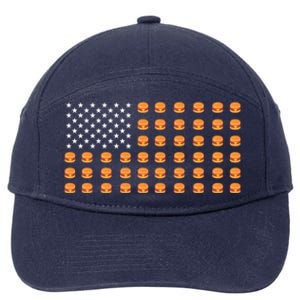 Burger Hamburger Usa American Flag 4th Of July Meaningful Gift 7-Panel Snapback Hat