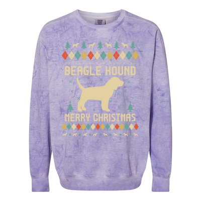 Beagle Hound Ugly Christmas Sweater Vinatge Retro Gift Colorblast Crewneck Sweatshirt